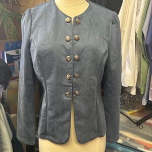 SHEIN Slate Blue Military Buttoned Blazer